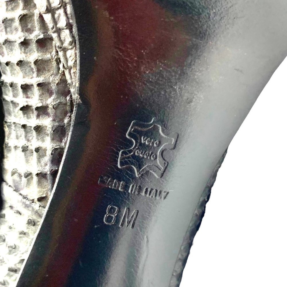 ISABELLA FIORE Gray Python Embossed Leather‎ Peep… - image 5